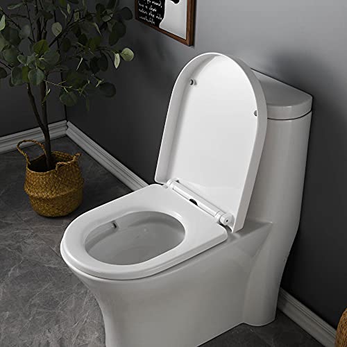 Asiento de Inodoro,Asiento de Tapa WC Blanco en Forma de U,Tapa Inodoro Cierre Suave Lento,Asiento de Inodoro Extraíble,con parachoques con Agarre Hermético,Cierre Silencioso Fácil Instalar y Limpiar