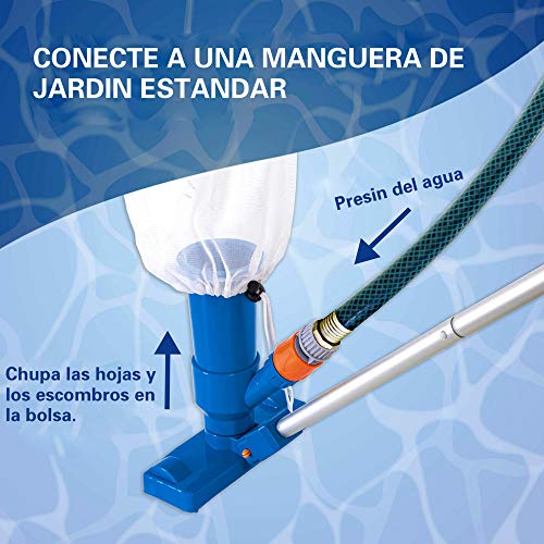 Aspirador de Piscina Portátil,Aspiradora de Mano Para Piscina y Spa,Limpiador Subacuático con Cepillo,Poste de 5 Secciones de Bolsa de 50",Para Piscinas Sobre el Suelo,Estanques,Piscinas Inflables