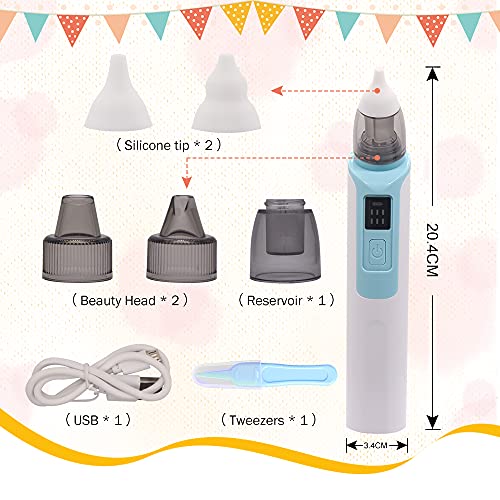 Aspirador Nasal Bebe Electrico Aspirador Nasal Bebes Impiador de Poros de Puntos negros Portátil Recargable con 6 Niveles de Succión 2 Tamaños de Cabezal de Silicona