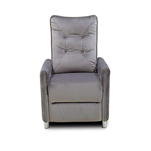 Astan Hogar Sillón Relax con Reclinación Manual, Tapizado en Terciopelo, Modelo Lui AH-AR30800GR, Gris,