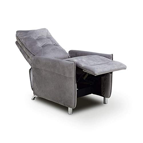 Astan Hogar Sillón Relax con Reclinación Manual, Tapizado en Terciopelo, Modelo Lui AH-AR30800GR, Gris,