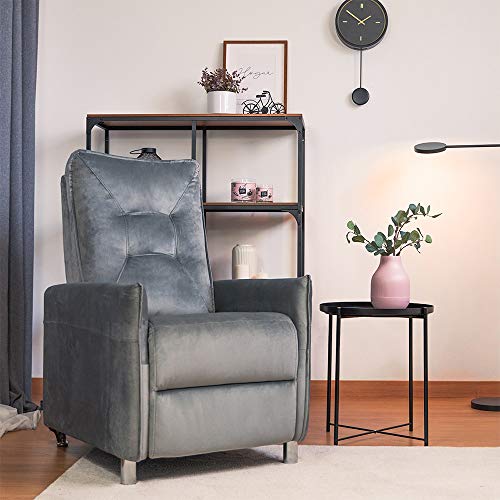 Astan Hogar Sillón Relax con Reclinación Manual, Tapizado en Terciopelo, Modelo Lui AH-AR30800GR, Gris,