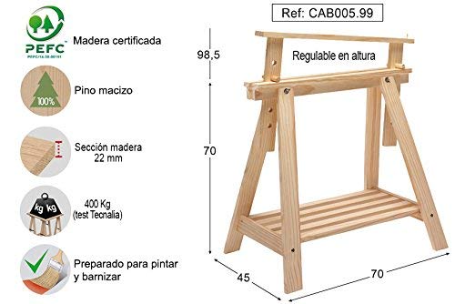 ASTIGARRAGA Kit Line - Caballete Pino Archi Tec de madera, regulable altura, con - 70 x 45 x 70 cm