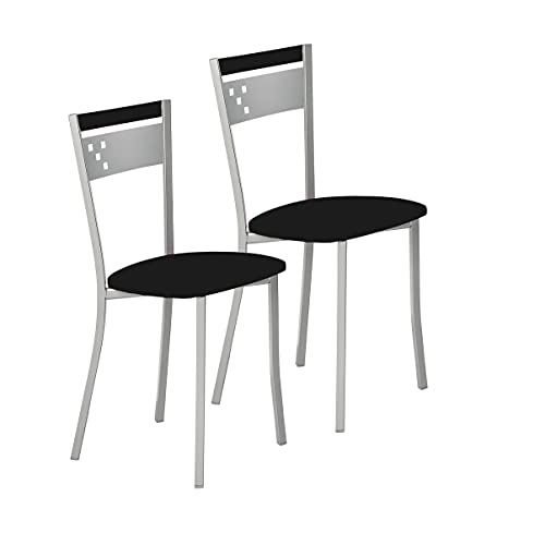 ASTIMESA Dos Sillas de Cocina Metálica Respaldo y Asiento Negro