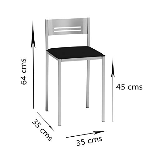 ASTIMESA Dos Taburetes de Cocina con Respaldo Polipiel Negro, Altura de Asiento 45 cms (TABCRNE)