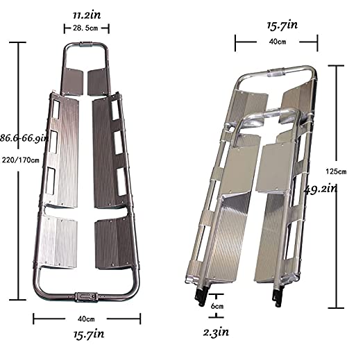 ASZX Camilla De Cuchara De Aluminio, Camilla MéDica De Longitud Ajustable para Transporte De Pacientes, Camilla Plegable PortáTil, Adecuada para Hospitales Y Escuelas,Plata