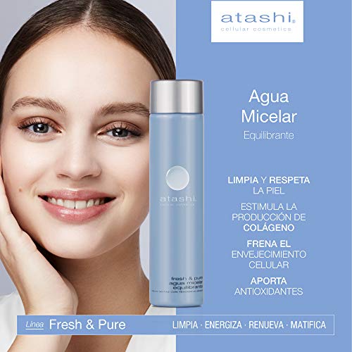 Atashi Fresh & Pure - Agua Micelar Facial | Limpia, Calma Y Respeta La Piel | Anti Envejecimiento | Limpiador Facial | Reduce Acné, Transparente, Floral, 150 Mililitro