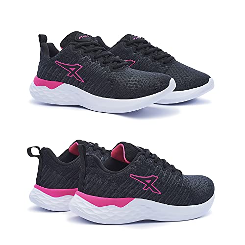 ATHIX Compaction Flexy - Zapatillas de Correr para Mujer, Negro (Negro/Rosado), 38 EU - Zapatillas cómodas y Transpirables