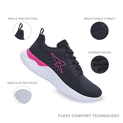 ATHIX Compaction Flexy - Zapatillas de Correr para Mujer, Negro (Negro/Rosado), 38 EU - Zapatillas cómodas y Transpirables