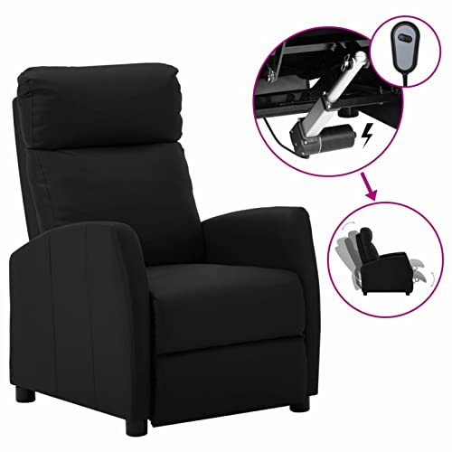 Atlojoys Sillón eléctrico reclinable de Piel, Levantapersonas, Sillón Relax, Sillón con Sistema de reclinado Manual, Butaca Sillón, sintética Negra