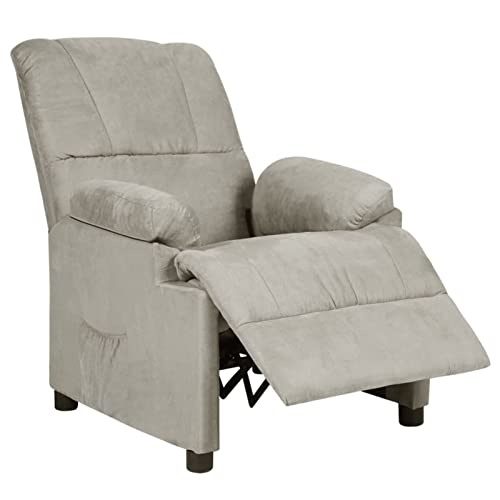 Atlojoys Sillón reclinable de Piel, Levanta Personas, Sillón Relax, Sillón con Sistema de reclinado Manual, Butaca Sillón, de Ante Artificial Gris Claro