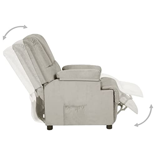 Atlojoys Sillón reclinable de Piel, Levanta Personas, Sillón Relax, Sillón con Sistema de reclinado Manual, Butaca Sillón, de Ante Artificial Gris Claro