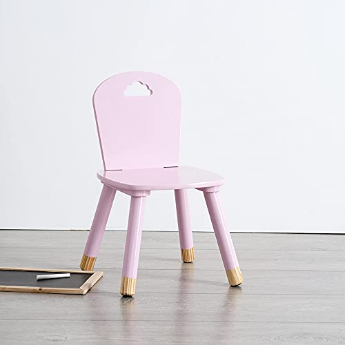 ATMOSPHERA CREATEUR D'INTERIEUR Silla de Madera para niños-Decoración Nube-Color Rosa, L. 28 x l. 50 x H. 28 cm