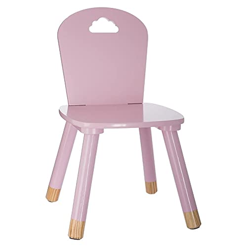 ATMOSPHERA CREATEUR D'INTERIEUR Silla de Madera para niños-Decoración Nube-Color Rosa, L. 28 x l. 50 x H. 28 cm