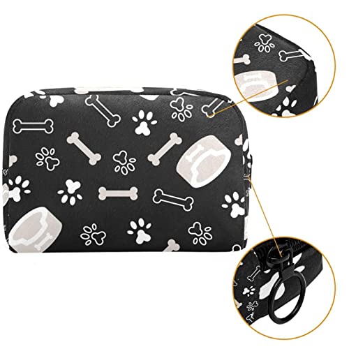 ATOMO Bolsa de cosméticos, bolsa de viaje de moda, organizador grande para mujeres, hueso de perro, cachorro, pata de gato, impresión de pie