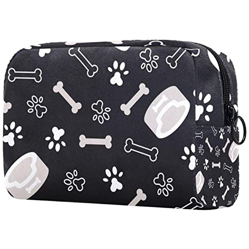 ATOMO Bolsa de cosméticos, bolsa de viaje de moda, organizador grande para mujeres, hueso de perro, cachorro, pata de gato, impresión de pie