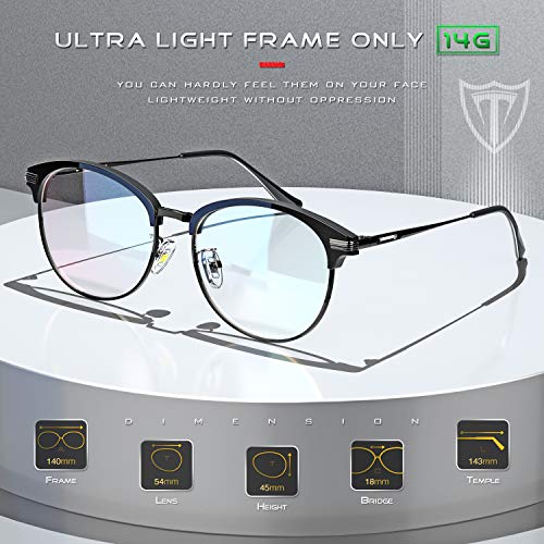 ATTCL Gafas unisex con Armazón metal para Protección contra Luz Azul, Anti Fatiga por Deslumbramiento 5054 Negro-TODAS