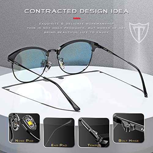 ATTCL Gafas unisex con Armazón metal para Protección contra Luz Azul, Anti Fatiga por Deslumbramiento 5054 Negro-TODAS