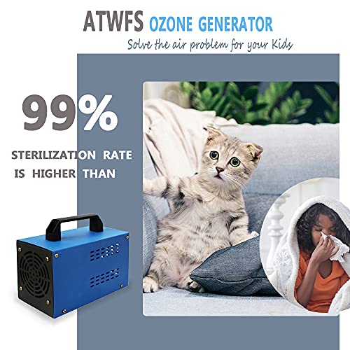 ATWFS 220 V 48.000 mg/H 60.000 mg/H Generador de Ozono , Purificador de Aire Industrial, para Garajes, Granjas, Hoteles y Mascotas, Eliminador de Olores (Sin Temporizador) (48G/H, Azul)