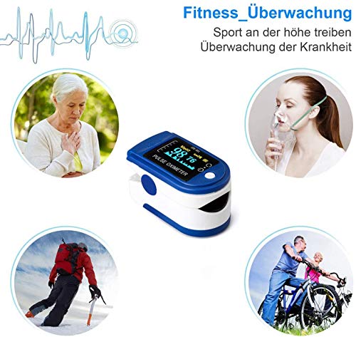 AUA Pulsioxímetro Oxímetro de Dedo Medidor Digital Profesional Portátil Oxímetro de Pulso con SPO2 oxígeno en la Sangre y Monitor de Ritmo cardíaco Adecuado para el Hogar, Fitness y Deportes Extremos