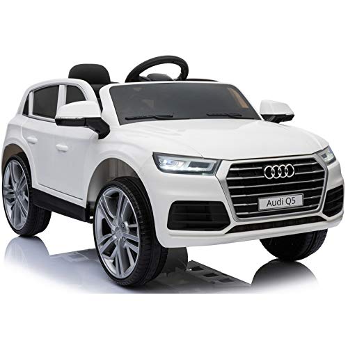 A.u.di Q5 Licenciado 12v - Blanco- Coche eléctrico con batería 12v Mando para Padres y Marca Oficial