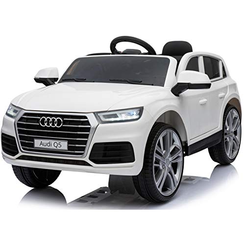 A.u.di Q5 Licenciado 12v - Blanco- Coche eléctrico con batería 12v Mando para Padres y Marca Oficial