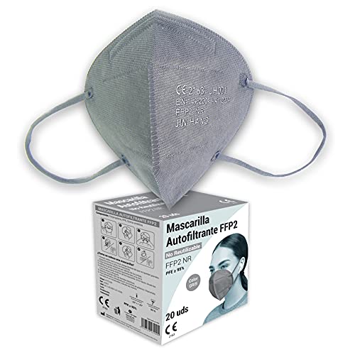 Audix Bitee 20 Mascarillas FFP2 – Color Gris - Homologada CE2163 - Eficiencia 95% - Envuelta Individualmente - Paquete 20 unidades