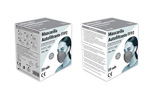 Audix Bitee 20 Mascarillas FFP2 – Color Gris - Homologada CE2163 - Eficiencia 95% - Envuelta Individualmente - Paquete 20 unidades