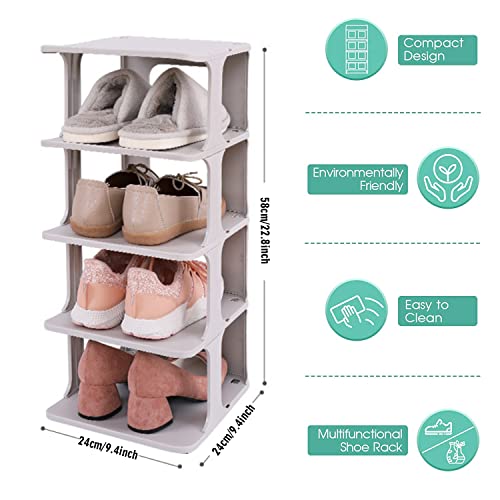 Auflosung Shoes Rack Organizador, Zapatero Modular, Zapatero 5 Pisos con Resistente al Polvo, 4 Niveles Organizador Zapatos Estantería, Ahorra Espacio, Almacenaje Zapato (Blanco)