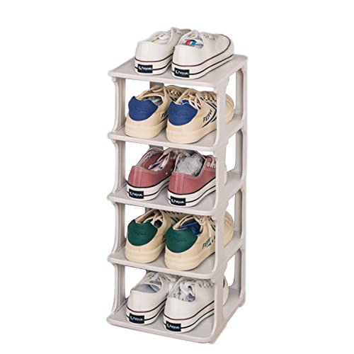 Auflosung Shoes Rack Organizador, Zapatero Modular, Zapatero 5 Pisos con Resistente al Polvo, 4 Niveles Organizador Zapatos Estantería, Ahorra Espacio, Almacenaje Zapato (Blanco)