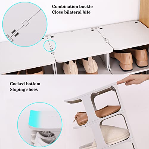 Auflosung Shoes Rack Organizador, Zapatero Modular, Zapatero 5 Pisos con Resistente al Polvo, 4 Niveles Organizador Zapatos Estantería, Ahorra Espacio, Almacenaje Zapato (Blanco)