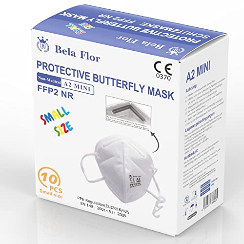 AUPROTEC 10 mascarillas FFP2, tamaño mini, XS, protección respiratoria EU CE 0370, certificado EN149:2001 + A1:2009, 4 capas, con forro interior