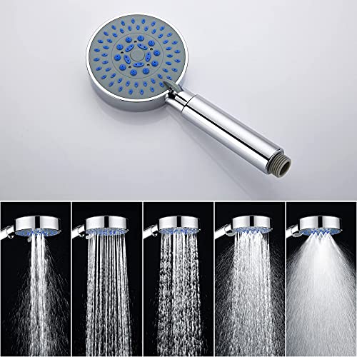 Auralum Grifo de Ducha con 5 Tipos Chorro Ducha de Mano, Grifo Bañera Monomando Mezclador Ducha con 150cm Manguera y Soporte, Montaje en pared, Set de Ducha de Latón