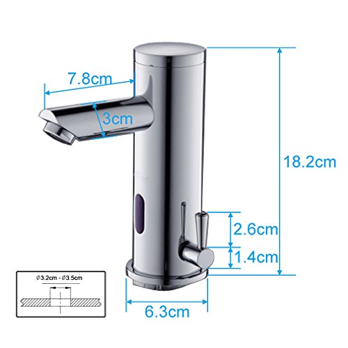 Auralum - Grifos con Sensor Automático Electrónico, Mezclador Grifo de Lavabo con Sensor para Agua Caliente y Fría para Baño - Altura Total de 182mm