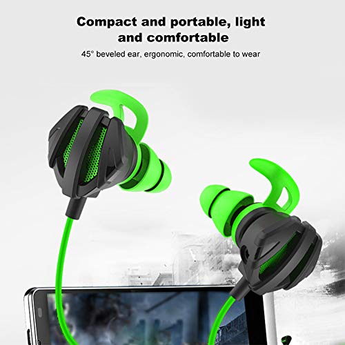 Auriculares con Cable G6 de 3,5 mm, Auriculares con cancelación de Ruido en la Oreja con micrófono, Auriculares portátiles Tipo Martillo para teléfonos Inteligentes/PC/Tableta(Verde)