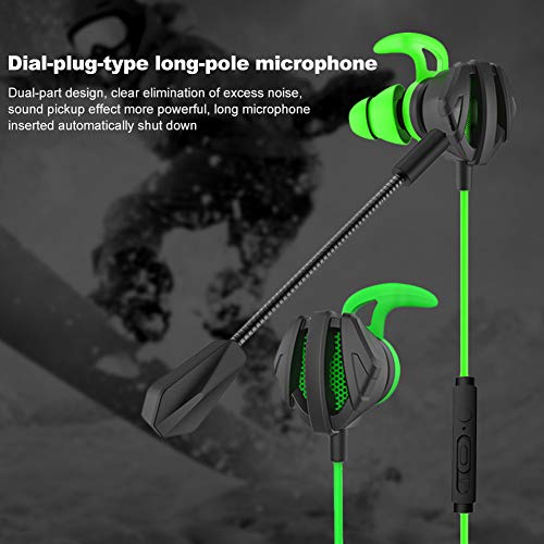 Auriculares con Cable G6 de 3,5 mm, Auriculares con cancelación de Ruido en la Oreja con micrófono, Auriculares portátiles Tipo Martillo para teléfonos Inteligentes/PC/Tableta(Verde)