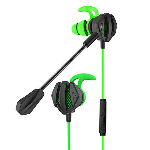 Auriculares con Cable G6 de 3,5 mm, Auriculares con cancelación de Ruido en la Oreja con micrófono, Auriculares portátiles Tipo Martillo para teléfonos Inteligentes/PC/Tableta(Verde)