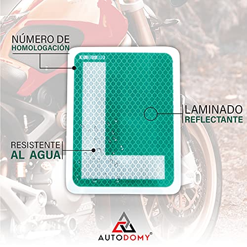 Autodomy Placa L Conductor Novel para Moto Ciclomotor Homologada Reflectante