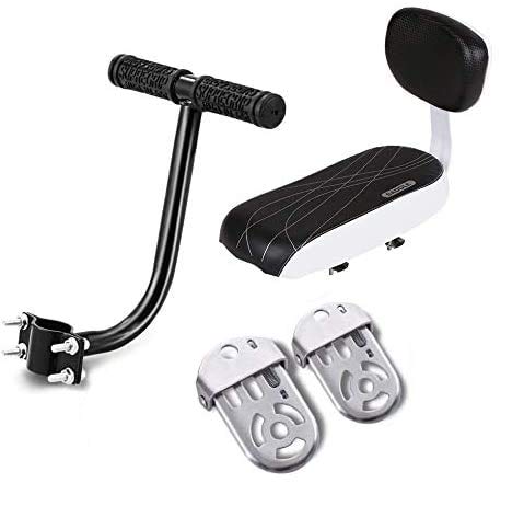 AUVSTAR Cojín para asiento trasero de bicicleta,asiento trasero de bicicleta de montaña,asiento trasero de vehículo eléctrico,cojín para asiento trasero, incluye cojín y reposapiés(Black set)