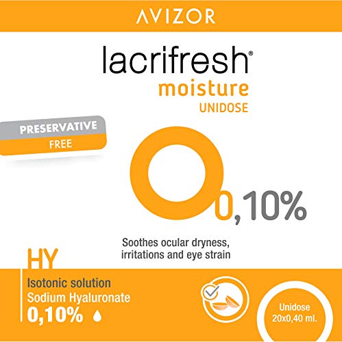 Avizor Lacrifresh Moisture 0,10%. Monodosis 20 ampollas 0,4 ml de gotas oculares para aliviar los síntomas de la irritación ocular.