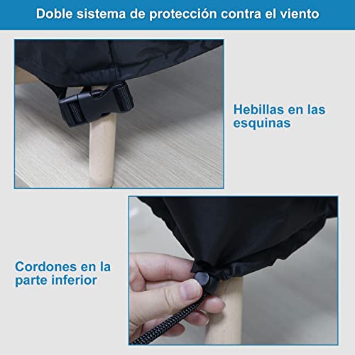 AWNIC Funda Mesa Jardín Impermeable, Funda Protectora Muebles Exterior Impermeable Tela Oxford Resistente al Desgarro 170X115X71cm