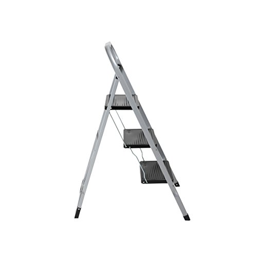 axentia Escalera Plegable con 3 Peldaños, Acero, Negro y Plateado, 46x71x104 cm