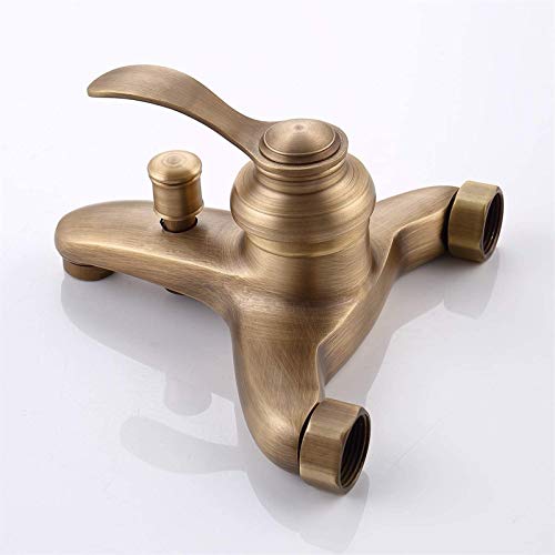 AXWT Todo Estilo Europeo Antiguo de Bronce Tomar una Ducha Traje de Ducha Grifo Azul y Blanco Porcelana Retro Montado en la Pared Pistola pulverizadora portátil de Mano Ducha