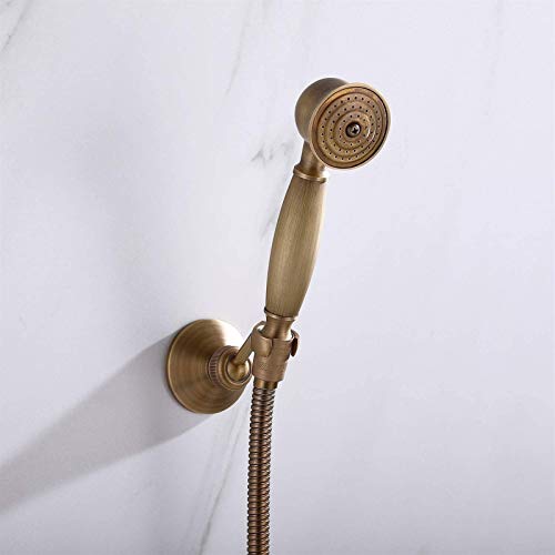 AXWT Todo Estilo Europeo Antiguo de Bronce Tomar una Ducha Traje de Ducha Grifo Azul y Blanco Porcelana Retro Montado en la Pared Pistola pulverizadora portátil de Mano Ducha