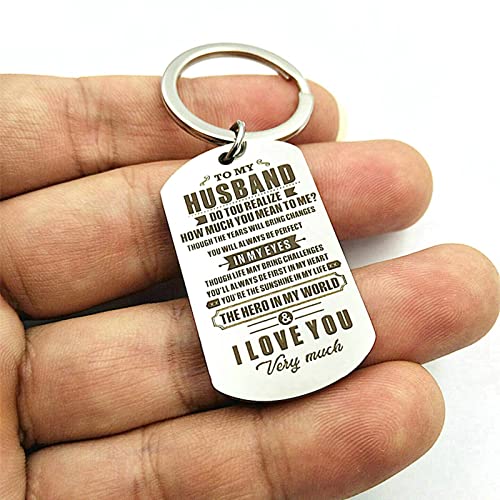 Ayoiow Llaveros para novio y novia, a mi esposo para hombre, llavero Drive Safe Silver