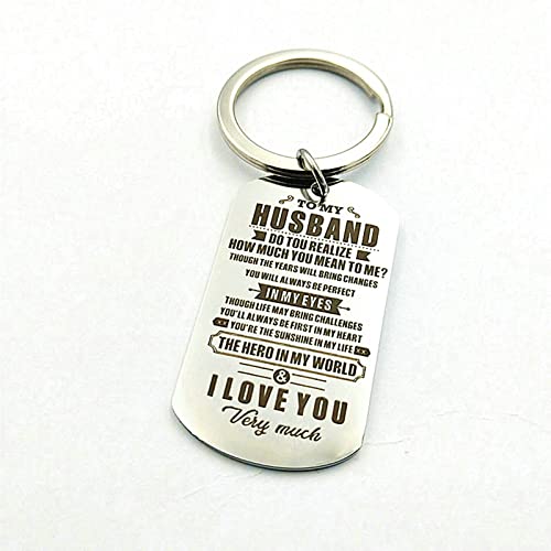 Ayoiow Llaveros para novio y novia, a mi esposo para hombre, llavero Drive Safe Silver