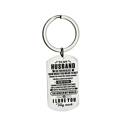 Ayoiow Llaveros para novio y novia, a mi esposo para hombre, llavero Drive Safe Silver