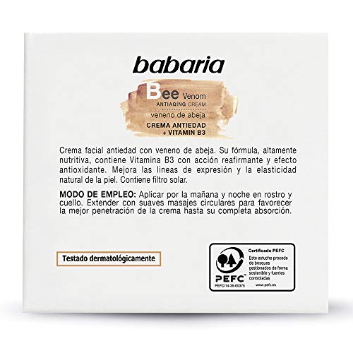 Babaria Crema Reafirmante Antiedad Veneno Abeja con Vitamina B3 Ml (31729), Negro, 50 Mililitros