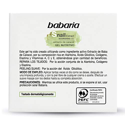 BABARIA Gel Nutritivo Extracto De Caracol Nutritivo, Blanco, 50 Mililitro