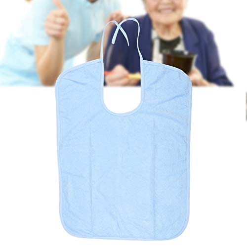 Baberos Para Adultos, Delantal Impermeable A La Hora de Comer Para Adultos Mayores Con Correa Ajustable, Protector de Ropa Lavable Para Ayuda de Comedor Para Ancianos, Personas Mayores(Blue-50*70)